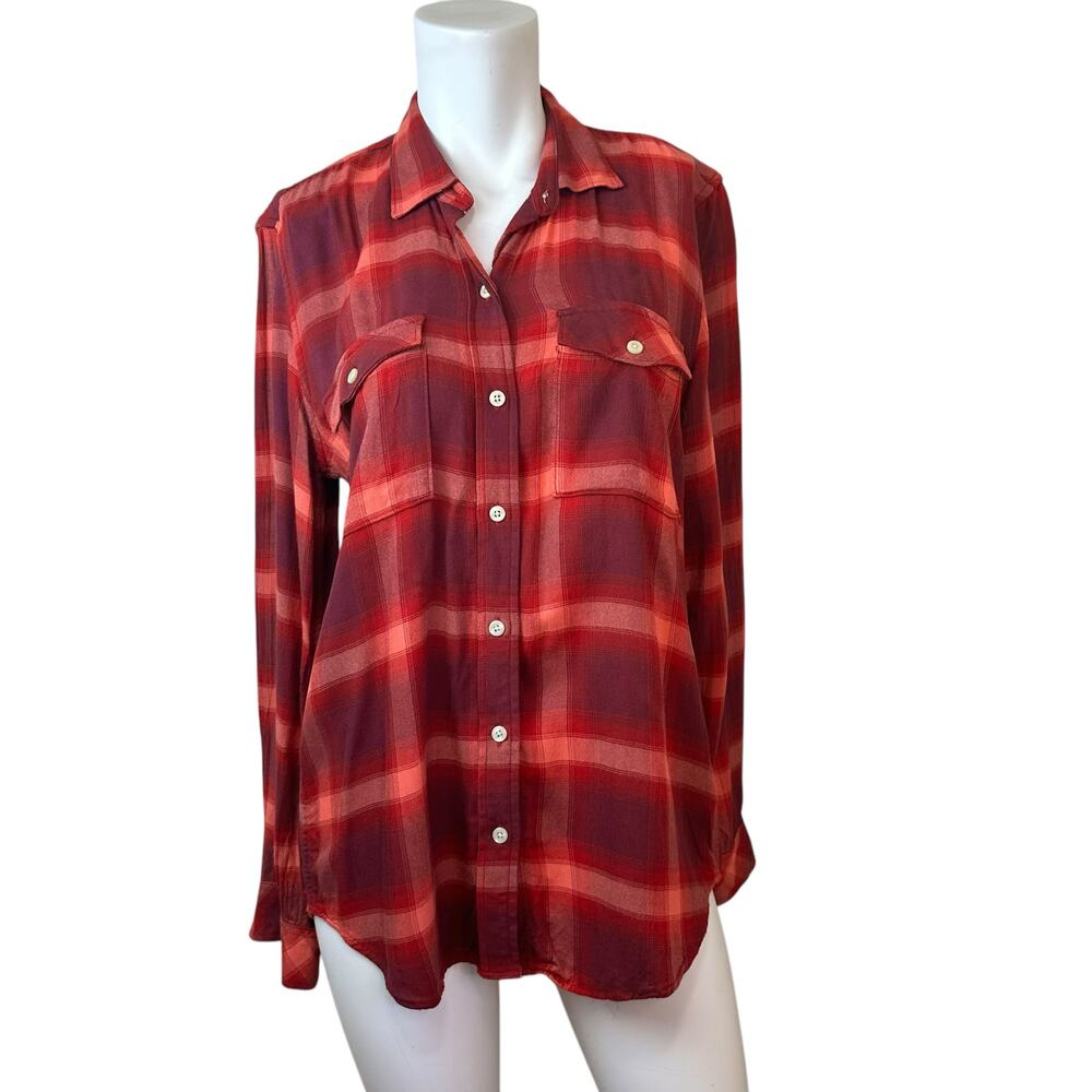 Gap X Pendleton Red Flannel Viscose Soft Plaid Bu… - image 1